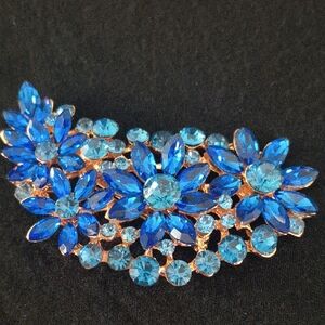 Dazzling Sapphire Blue Floral Brooch